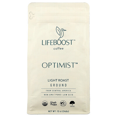 Product Image for Lifeboost, Coffee, Optimist , Ground, Light Roast, 12 oz (340 g)