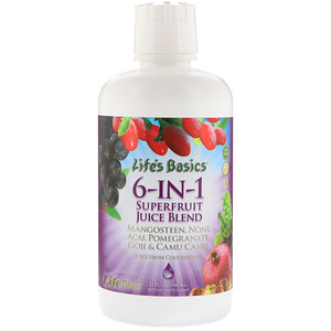 Отзывы о Лайф Тайм, Life's Basics 6-IN-1 Superfruit Juice Blend, 32 fl oz (946 ml)