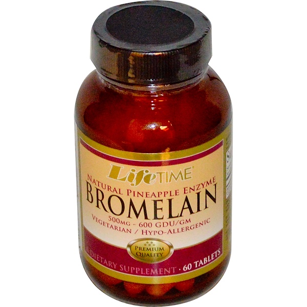 LifeTime Vitamins, Bromelain, Natürliche AnanasEnzyme, 500 mg, 60