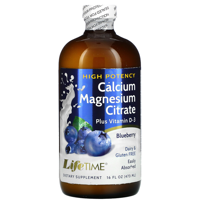LifeTime Vitamins, Calcium Magnesium Citrate Plus Vitamin D3, Blueberry, 16 fl oz (473 ml) iHerb