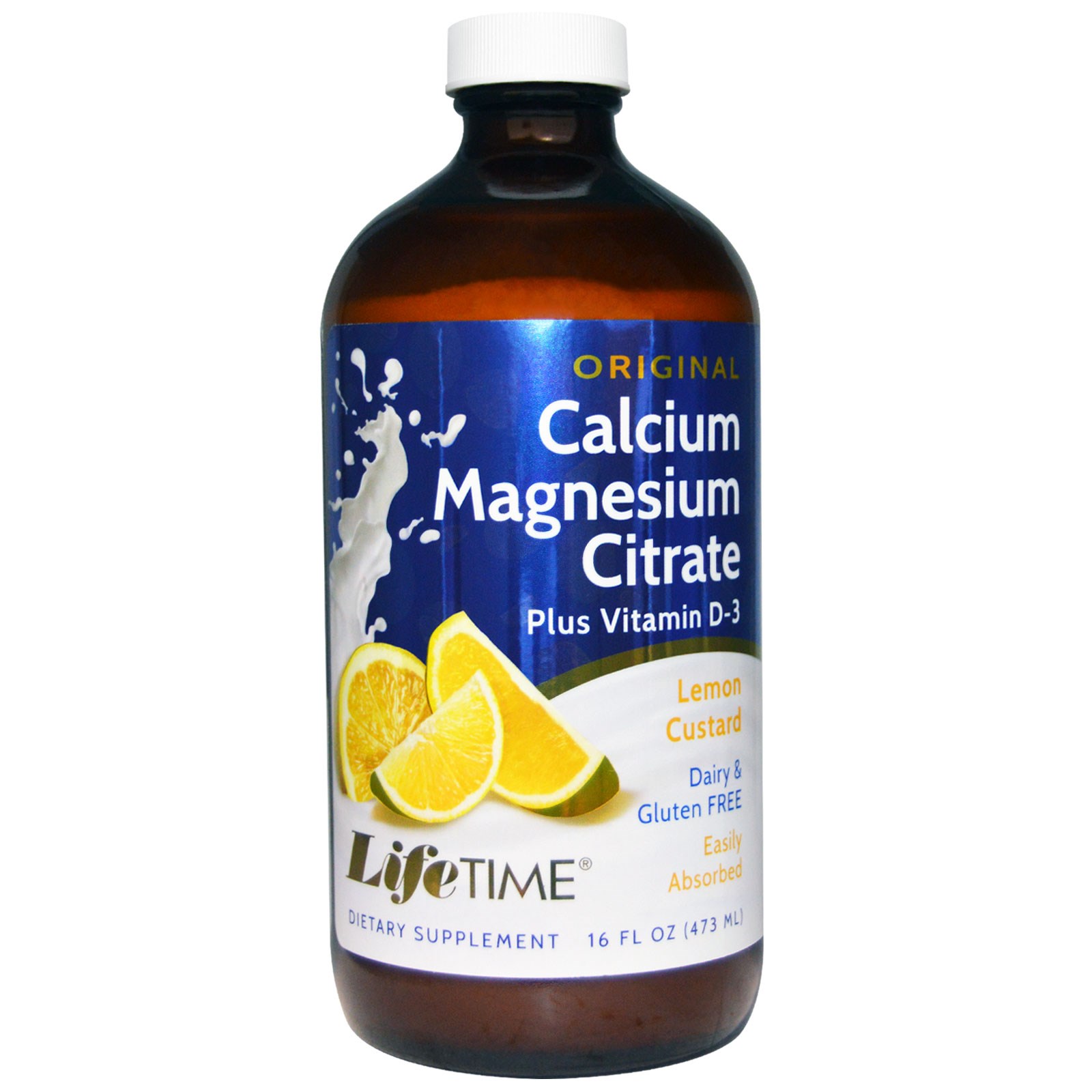 LifeTime Vitamins, Original Calcium Magnesium Citrate, Plus Vitamin D3, Lemon Custard, 16 fl oz