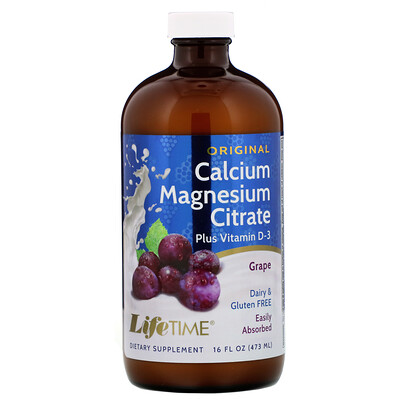 LifeTime Vitamins Original, Calcium Magnesium Citrate Plus Vitamin D-3, Grape, 16 fl oz (473 ml)