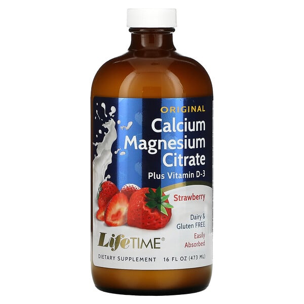 LifeTime Vitamins, Original Calcium Magnesium Citrate, Strawberry, 16 fl oz (473 ml)