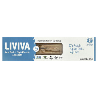 LIVIVA, spaghete cu conținut scăzut de carbohidrați și proteine, 225 g;