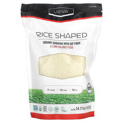 

LIVIVA, Rice Shaped, Organic Shirataki with Oat Fiber, 14.11 oz (400 g)