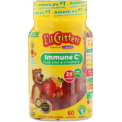 L'il Critters Immune C, витамин С с цинком и витамином D, 60 жевательных таблеток