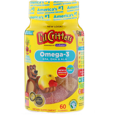 L'il Critters омега-3, со вкусом малинового лимонада, 60 жевательных мармеладок