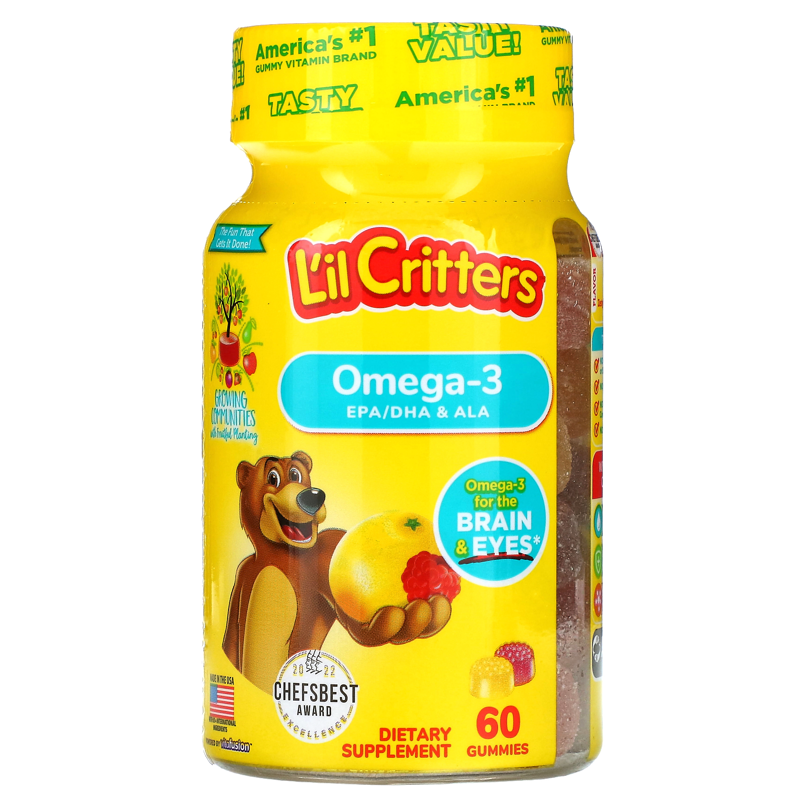 L'il Critters, Omega3, Zesty RaspberryLemonade, 60 Gummies