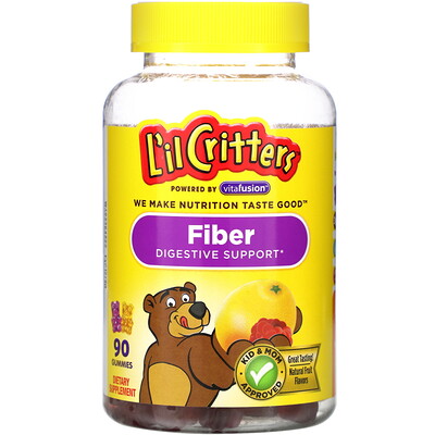 L'il Critters клетчатка для поддержки пищеварения со вкусом натуральных фруктов 90 жевательных мармеладок