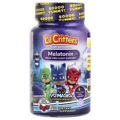 PJ Masks, Power Heroes, жувальні таблетки з мелатоніном, для дітей віком від 4 років, зі смаком ягід, 60 жувальних таблеток (0,5 мг на 1 жувальну таблетку)