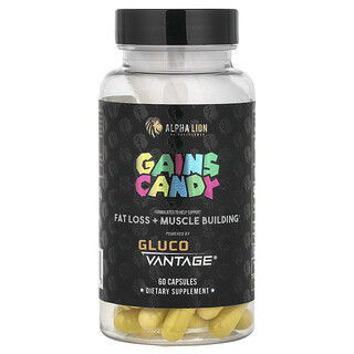 ALPHA LION, Gains Candy, Gluco Vantage®, 60 kapslí (100 mg v jedné kapsli)