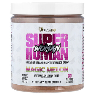 ALPHA LION, SuperHuman Woman, Boisson équilibrante aux performances hormonales, Melon magique, Pastèque et citron, 273 g