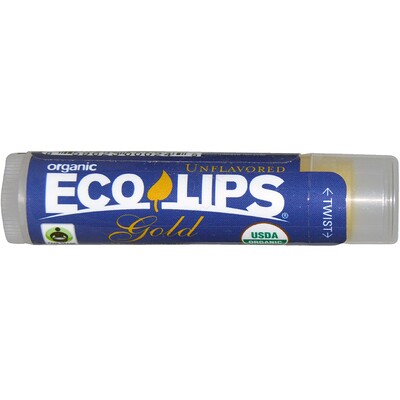 Eco Lips Inc. Organic, Gold Lip Balm, Unflavored, .15 oz (4.25 g)