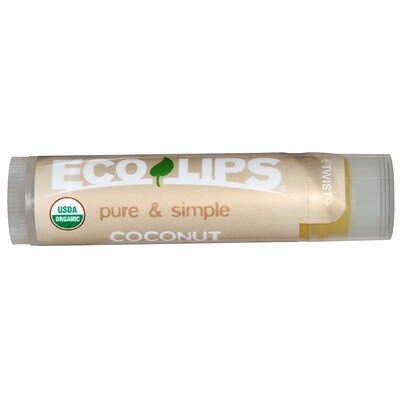 Eco Lips Inc. Pure & Simple, Lip Balm, Coconut, .15 oz (4.25 g)