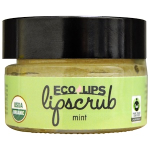 Eco Lips Inc., Органический, скраб для губ, Мята, .5 унций (14.2 г)