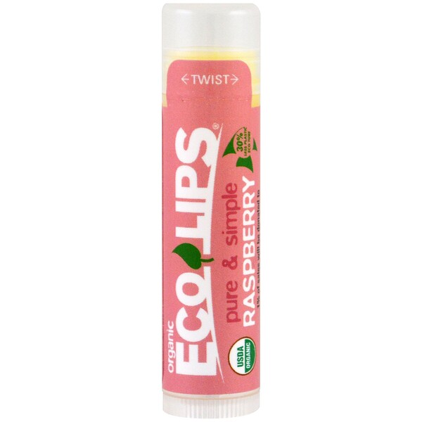 Eco Lips Inc., Pure & Simple, Lip Balm, Raspberry, .15 oz (4.25 g