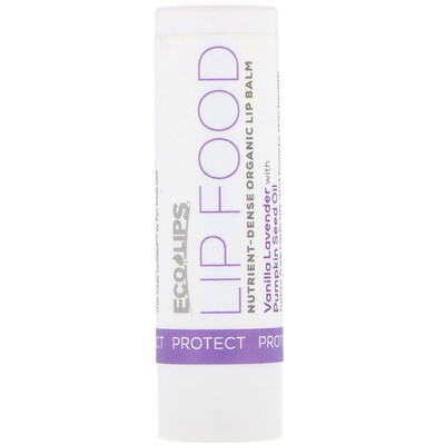 Eco Lips Inc. Lip Food, Protect, Nutrient-Dense Organic Lip Balm, Vanilla Lavender, .15 oz (4.25 g)