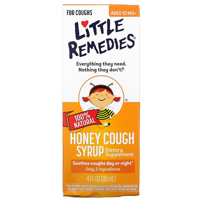 Little Remedies 100% натуральный медовый сироп от кашля, для детей от 12 месяцев, 118 мл (4 жидк. Унции)