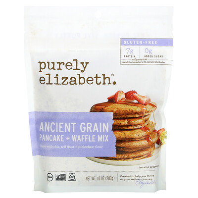 

Purely Elizabeth, Ancient Grain Pancake + Waffle Mix, Gluten-Free, 10 oz (283 g)