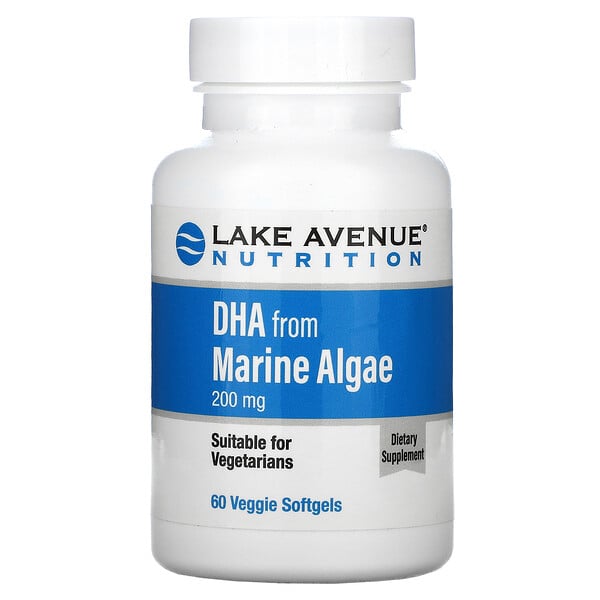 DHA proveniente de algas marinas, Omega apto para vegetarianos, 200 mg, 60 cápsulas blandas vegetales