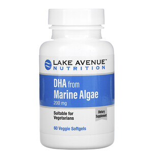 Lake Avenue Nutrition, DHA from Marine Algae, Vegetarian Omega, 200 mg, 60 Veggie Softgels отзывы покупателей