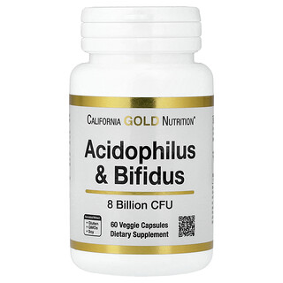 California Gold Nutrition, アシドフィルス＆ビフィダス、ラクトバチルスアシドフィルス、ビフィドバクテリウムラクチス、ビフィドバクテリウムロンガム配合プロバイオティクスブレンド、ベジカプセル60粒