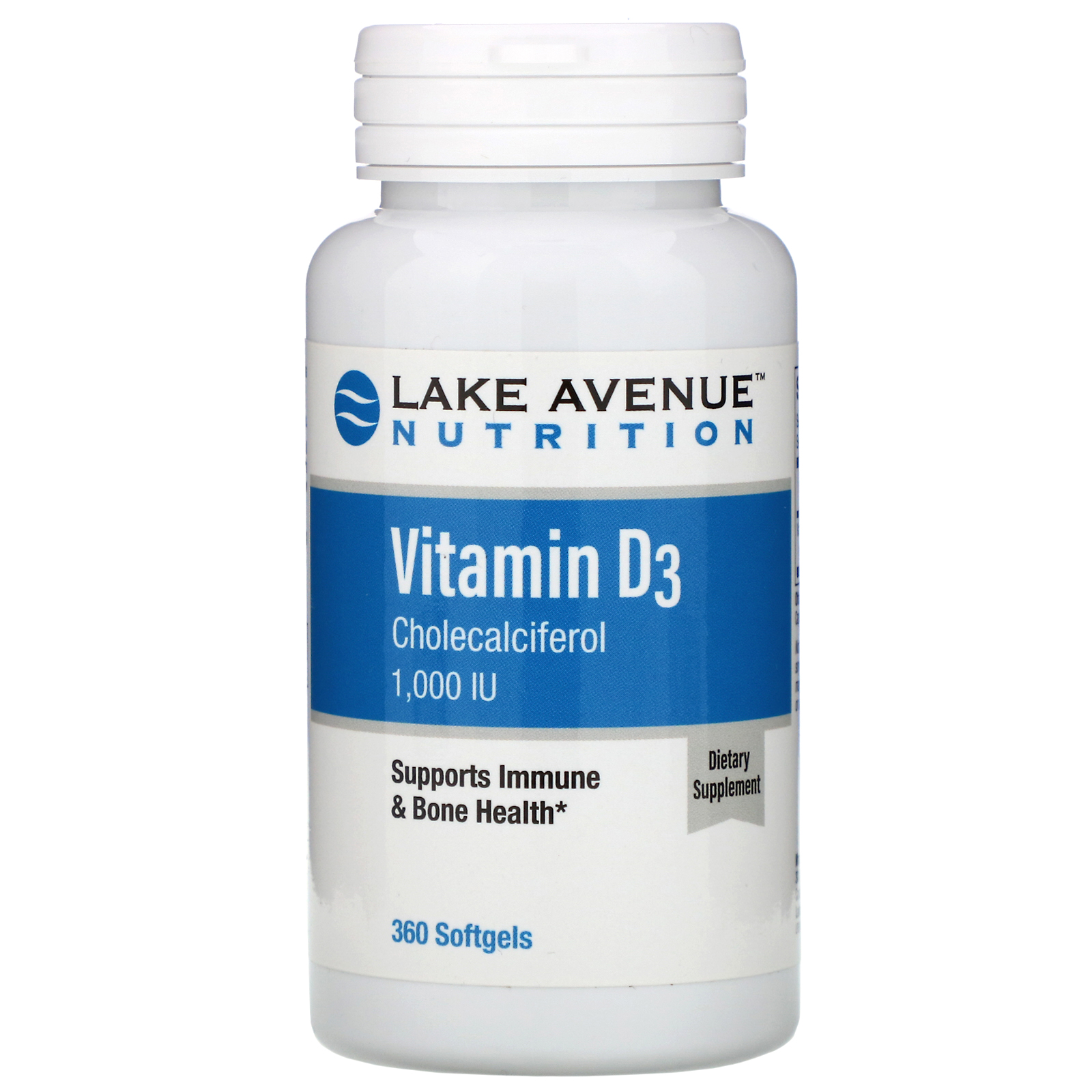 Lake Avenue Nutrition Vitamin D3 1000 Iu 360 Softgels