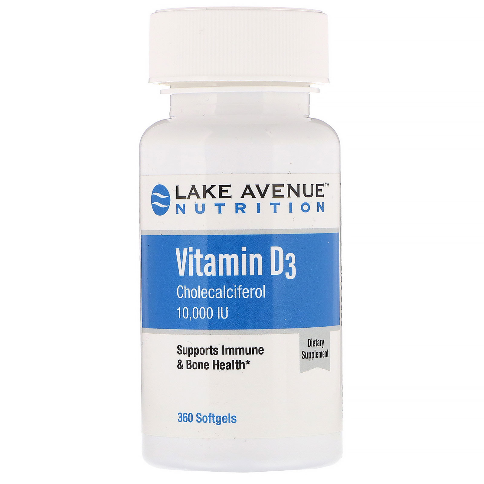 Lake Avenue Nutrition Vitamin D3 10000 Iu 360 Softgels