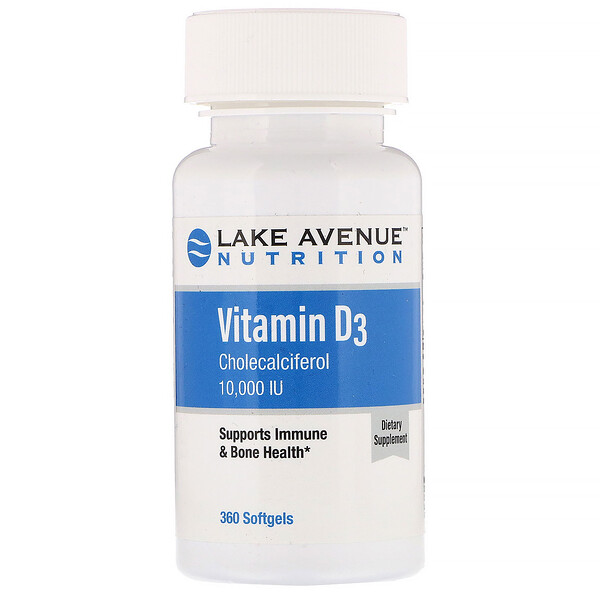 Lake Avenue Nutrition, ビタミンD3、10,000IU、ソフトジェル360錠
