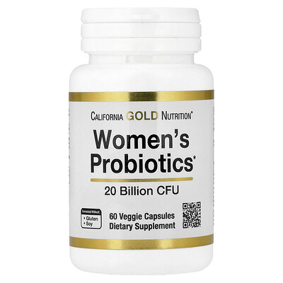 California Gold Nutrition, Probióticos para mujeres, Bifidobacterium lactis, Lactobacillus acidophilus y rhamnosus, 20 mil millones de UFC, 60 cápsulas vegetales
