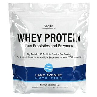 Lake Avenue Nutrition, بروتين الشرش + البروبيوتيك، بنكهة الفانيليا، 5 أرطال (2270 جم)