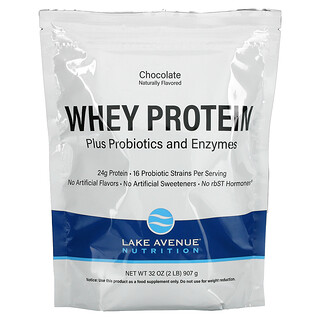Lake Avenue Nutrition, сывороточный протеин и пробиотик, шоколадный вкус, 907 г (2 фунта)