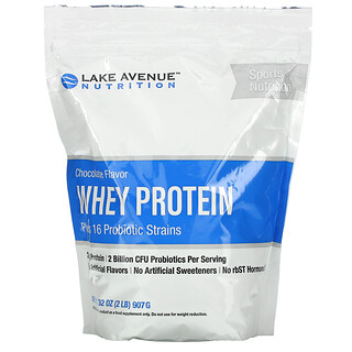 Lake Avenue Nutrition, 유청 단백질 + 프로바이오틱, 초콜릿 맛, 907g(2lbs)