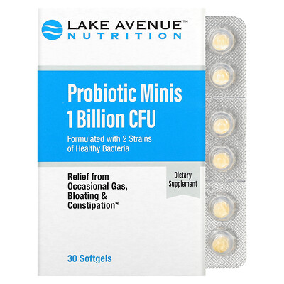 

Lake Avenue Nutrition, Probiotic Minis, 2 Strain Blend, 1 Billion CFU, 30 Softgels