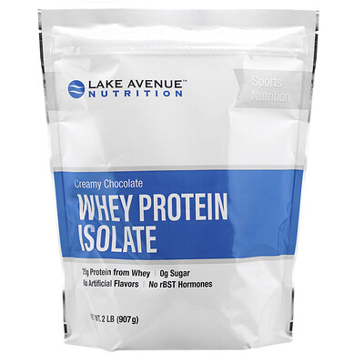 Lake Avenue Nutrition изолят сывороточного протеина, сливочный шоколад, 907 г (2 фунта)
