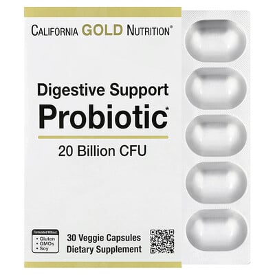 Product Image for California Gold Nutrition, Digestive Support Probiotic, Probiotic & Prebiotic Blend with Lactobacillus rhamnosus GG, 20 Billion CFUs, 30 Veggie