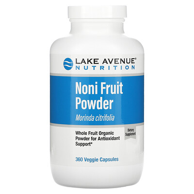 

Lake Avenue Nutrition Noni Fruit Powder Organic Whole Fruit Powder 360 Veggie Capsules