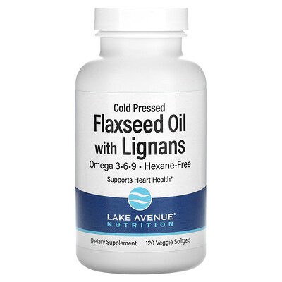 

Lake Avenue Nutrition Cold Pressed Flaxseed Oil with Lignans 120 Veggie Softgels