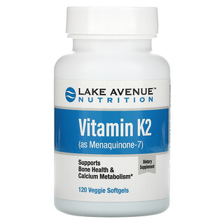 Lake Avenue Nutrition, Vitamina K2 (en forma de menaquinona-7), 50 mcg, 120 cápsulas blandas vegetales