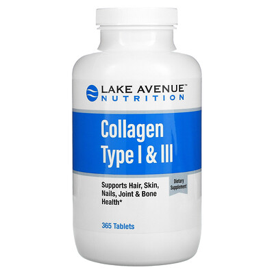 Lake Avenue Nutrition Hydrolyzed Collagen Type I & III 1 000 mg 365 Tablets