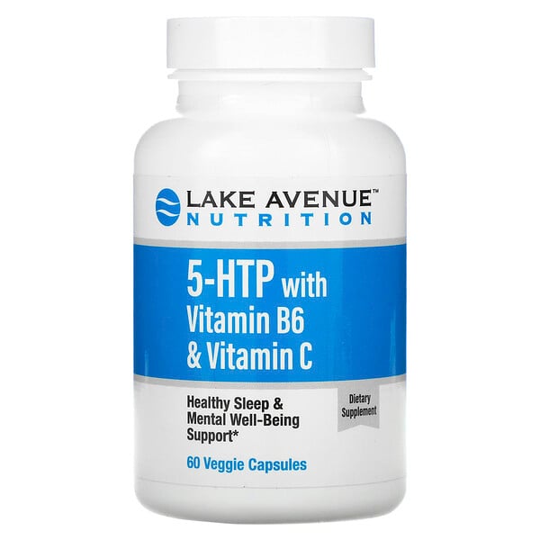 Lake Avenue Nutrition, 5-гидрокситриптофан с витаминами B6 и C, 60 вегетарианских капсул