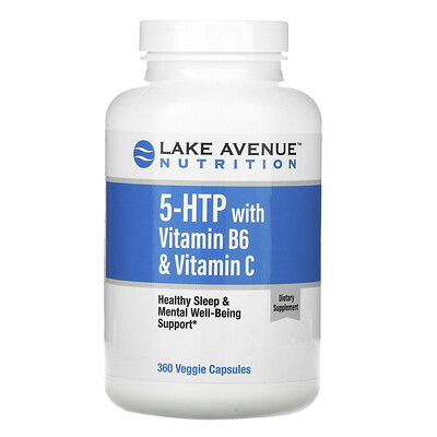 Lake Avenue Nutrition 5-гидрокситриптофан с витамином B6 и витамином C, 360 вегетарианских капсул