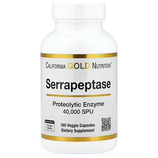 California Gold Nutrition, Serrapeptasa, Enzima proteolítica, 40.000 SPU, 180 cápsulas vegetales