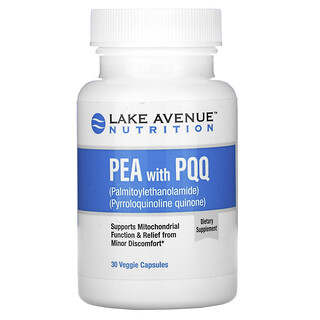 Lake Avenue Nutrition, PEA 600 mg, PQQ 20 mg, 30 Cápsulas Vegetais