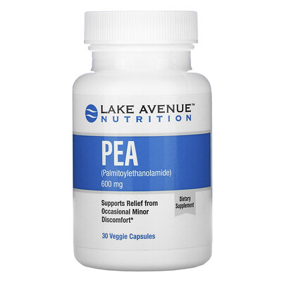 Lake Avenue Nutrition ПЭА (пальмитоилэтаноламид), 600 мг в 1 порции, 30 растительных капсул