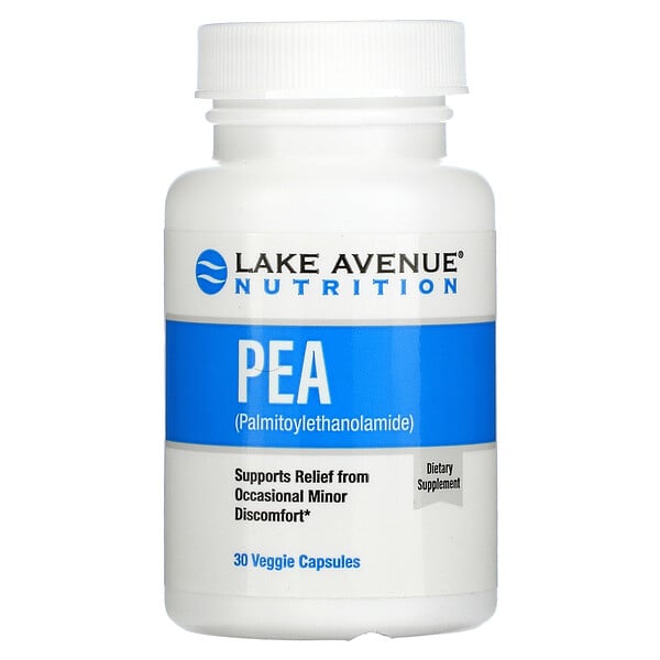 Lake Avenue Nutrition, PEA (Palmitoiletanolamida), 600 mg por Dose, 30 Cápsulas Vegetais