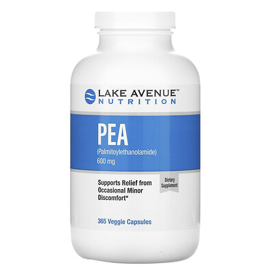 Lake Avenue Nutrition ПЭА (пальмитоилэтаноламид), 600 мг в 1 порции, 365 растительных капсул
