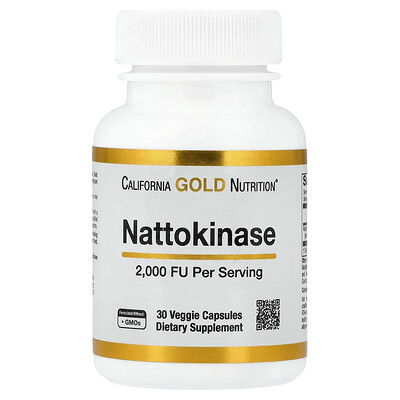 California Gold Nutrition Gold California Nutrition, Nattokinase, Proteolytic Enzyme, 2,000 Fus, 30 Veggie Capsules