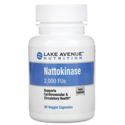 Lake Avenue Nutrition Наттокиназа, протеолитический фермент, 2000 FU, 30 растительных капсул