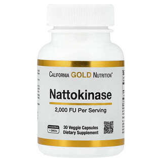 California Gold Nutrition, Наттокиназа, протеолитический фермент, 2000 FU, 30 растительных капсул